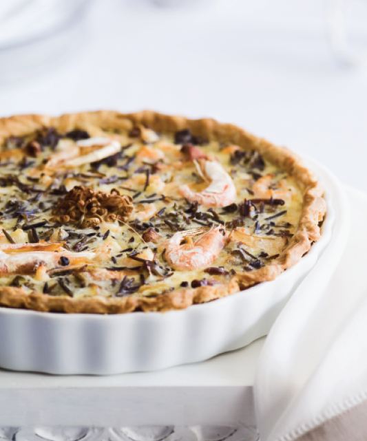 quiche aux crevettes et aux champignons